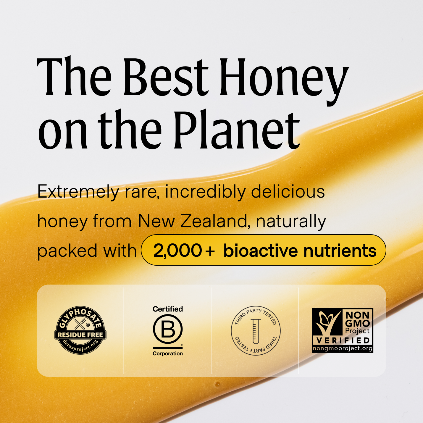 Three people holding spoons of honey and a 21-day challenge card, promoting a healthy start to the year.